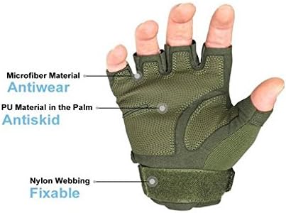 Leegoal 1 Pair Military Bicycle Climbing Half Finger Tactical Gloves(Army Green,XL)