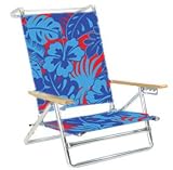 5 position Lay Flat Aluminum Beach Chair - Red Blue Floral by Copa