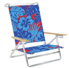5 position Lay Flat Aluminum Beach Chair - Red Blue Floral by Copa