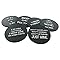 6 Wine Coasters Funny Drink Premium Coasters for Beer Whiskey Cocktails and more. Large Size 4”x 4” - Rubber Made no fade logo molded to last a lifetime (Black Round)