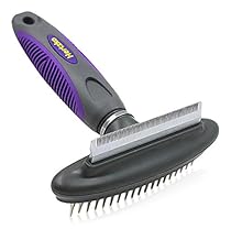 Best Quality Pet Comb and Deshedding Tool By Hertzko - 2 in 1 Great Tool - Gently Removes Loose Undercoat, Mats and Tangled Hair
