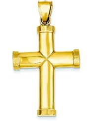 14K Yellow Gold Cross Pendant Charm Jewelry FindingKing