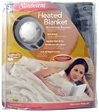 Sunbeam Queen Premium Box Pattern Olive Green Electric Heated Warming Blanket