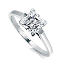 Sterling Silver 925 Princess Cubic Zirconia CZ Solitaire Ring 1.59 ct - For Valentines Day Gift