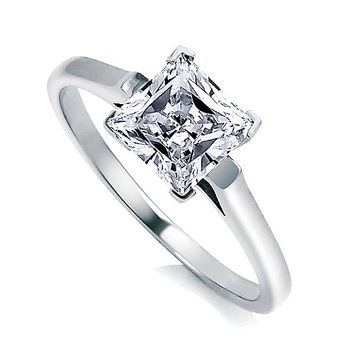 Sterling Silver Ring Princess Cubic Zirconia Solitaire Ring 1.59 ct - Ideal Gift For Mother, For Her, Birthday, Anniversary, Bridal, Wedding, Engagement