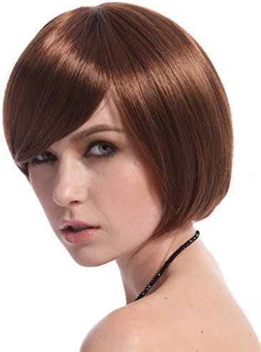 BOB Sexy Heat Friendly Auburn Color Short Straight Stunning Women's Full Wig with Diagonal Bangs (30#) -Amanda