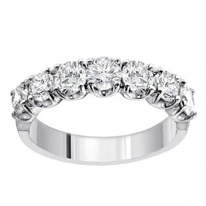 1.65 CT TW Prong Set Round Diamond Anniversary Wedding Ring in 14k White Gold - Size 7