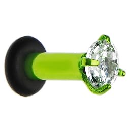10 Gauge Cz Green Electro Titanium Tunnel Plug