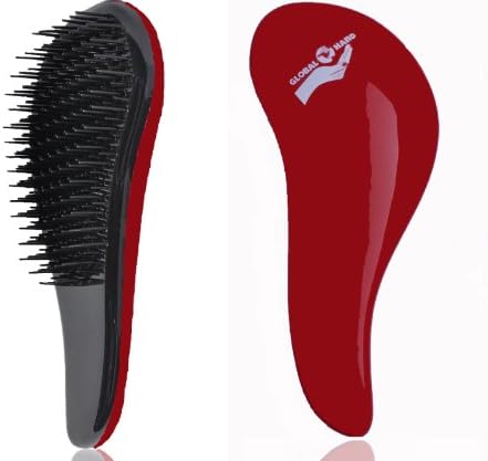 Detangler Brush - For All Types of Tangled Thick, Natural, Black, Curly, Wavy or Chemically Treated Hair - Like Tangle Teezer Hairbrush but with Handle for Ultimate Detangling to Straighten Long, Short, Wet or Dry Hairs Without Pain - Best Detangle Comb for Babies, Kids, Girls, Women and Men - With Moneyback Guarantee (Red)