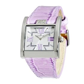AK Anne Klein Women's Trend Silver Square Dial Purple Strap Watch #108901SVPR