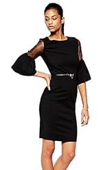 Sheer Polyester/Spandex Bell Sleeves Evening Dress/Midi Dress 