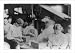 Historic Print (L): Group of workers stringing beans in J. S. Farrand Packing Company...