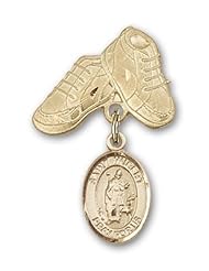 Gold Filled Baby Badge with St. Hubert of Liege Charm and Baby Boots Pin