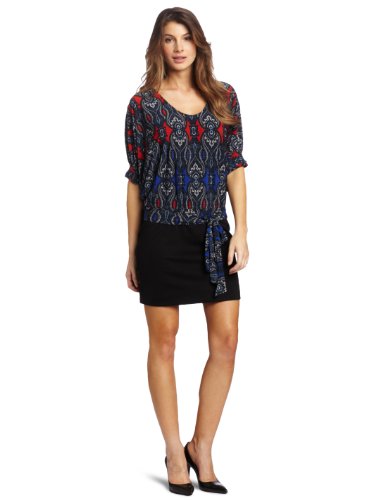 Donna Morgan Women's Michelle Dress, Sapphire Multi/Black, 12