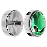0 Gauge Anodized Titanium Green Alien Head Cheater Plug