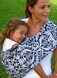 All Natural 100% Cotton Reversible Baby Sling Carrier with Leg Rest Cushion, Hollywood Damask Design