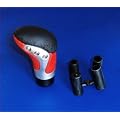 Universal SCHALTKNAUF aus LEDER Alu ROT Adapter Knauf Schaltkn�ppel Auto