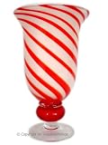 Art Glass Candy Cane Hurricane Vase