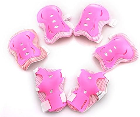 Eforbuy 6Pcs Set Sports Extreme Sports Protective Gear kid Children's Wrist Elbow Knee Protector (pink)