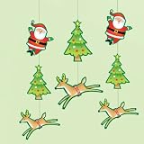 Santa n Reindeer String Decoration Pk6