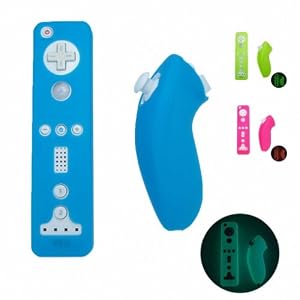 GLOW in DARK Nintendo Wii Remote Control + Nunchuk Silicone Skin Protector Cover Case (Many Colors Available)