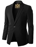 Doublju Mens Dress Suit Jacket with One Button Single Breasted