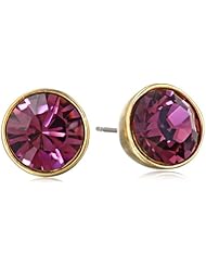 Kenneth Jay Lane Satin Gold and Amethyst Round Headlight Post Earrings