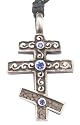 Eastern Orthodox Christian Cross Crystal Pewter Pendant