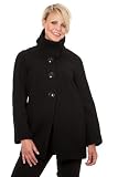 ANASTASIA BLACK TEXTURED SINGLE BREASTED WOMENS WINTER COAT