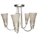 SATIN SILVER 5 ARM CEILING LIGHT FROSTED GLASS SHADES