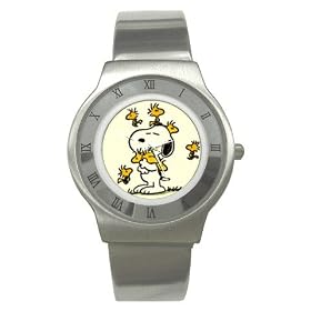 Stainless Steel Watch of Art Deco Snoopy with Woodstock & Friends (Charlie Brown, Peanuts, Halloween, Charles Schultz)