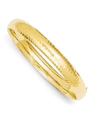 14k Yellow Gold 5/16 Hammered Fancy Hinged Bracelet Bangle. Metal Wt- 7.98g