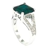 Classic Ring w/prong-set Emerald CZ & pavé White CZs