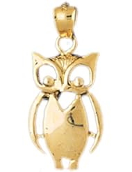 Dazzlers Solid 14k Gold Owl Charm Pendant Available in three colors from jewelsberry (weights: 2.5 grams only)