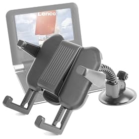 DURAGADGET Adjustable DVD Player Mount With Suction Mount For Lenco DVP-733, DVP-931 In Black