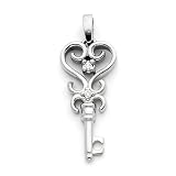 14K White Gold GH/I1 Diamond Key Pendant