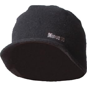 Minus33 100% Merino Wool Base Layer 603 Visor Beanie Black One Size