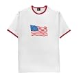 American Flag Waving - White/Red - Ringer T-Shirt