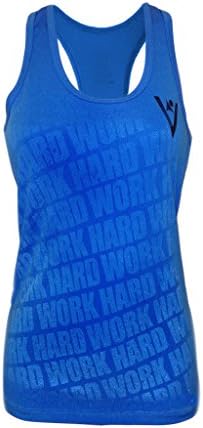 ViewSPORT Women's"Work Hard" Racer Back Performance Tank (BLUE, LARGE)