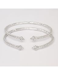Pointy Ends .925 Sterling Silver West Indian Bangles (Pair 85 g / Size 9)
