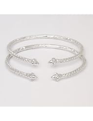 Pointy Ends .925 Sterling Silver West Indian Bangles (Pair 66 g / Size 7.5)