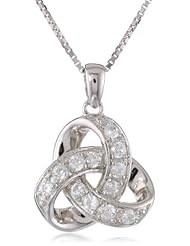 Sterling Silver Cubic Zirconia Triquetra Pendant Necklace, 18"
