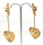 Beautiful 24k Yellow Gold Layered GL Long Filigree Hearts Drop Dangle CLIP-ON Earrings - Lifetime Warranty! Comes Gift Boxed