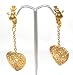 Gorgeous 24k Yellow Gold Covered GL Long Filigree Hearts Drop Dangle CLIP-ON Earrings - Lifetime Warranty! Comes Gift Boxed