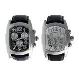 Geneva Mens Black Leather Band Watch