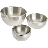 Universal Housewares 3 Piece Stainless Steel Double Wall Mixing and Serving Bowls