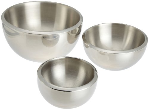Universal Housewares 3 Piece Stainless Steel Double Wall Mixing and Serving Bowls