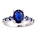 lingmei 7mm*9mm Oval & Round Cut CZ Created Sapphire Blue Women's Ring US Size