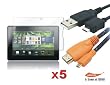 YELLOWKNIFE - 7 PCS Blackberry Playbook Value Package - 5x Clear Screen Protectors + 6FT Micro HDMI D Cable + 6FT Micro USB Cable