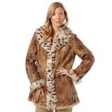 Cedric's Luxe Collection Animal-Print Fox Fur Trim Rex Rabbit Fur Jacket